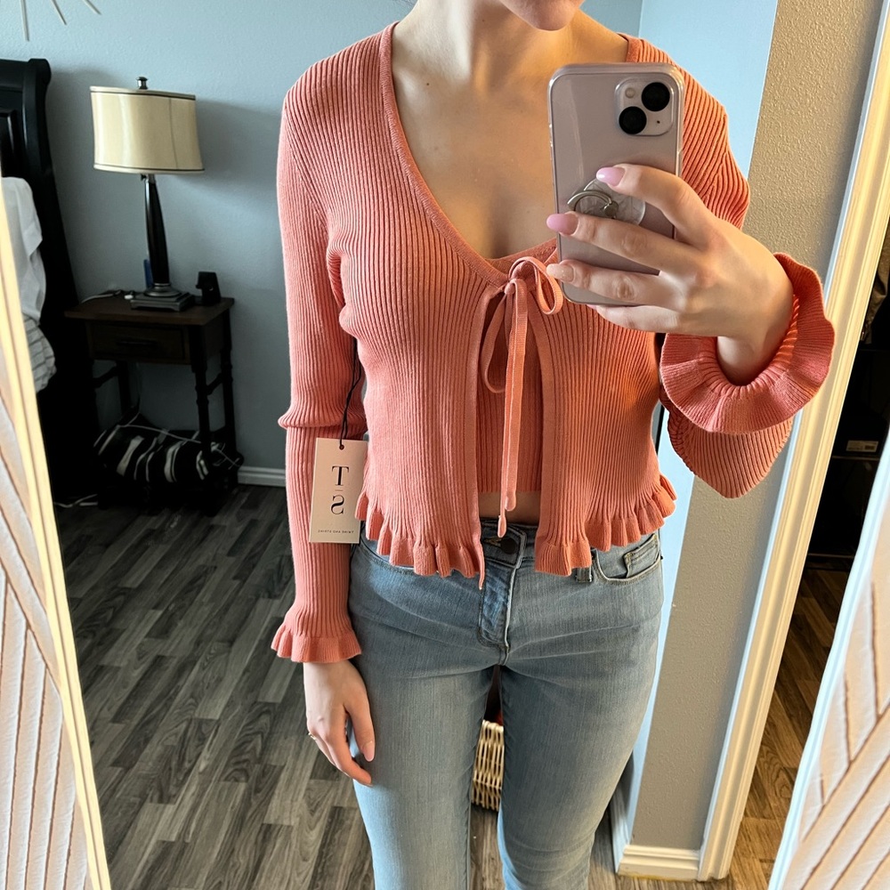 Coral cardigan and tank set